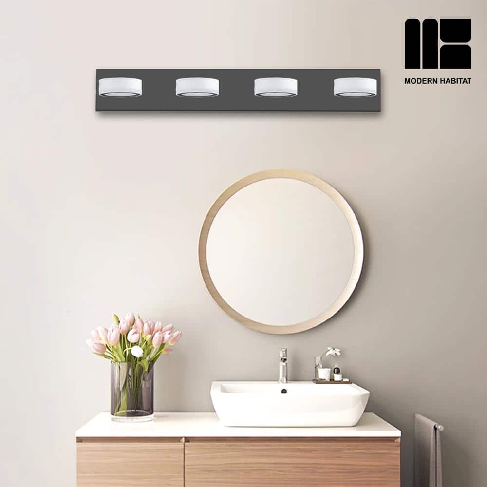 Black Metal 4-Light Dimmable LED Vanity Fixture