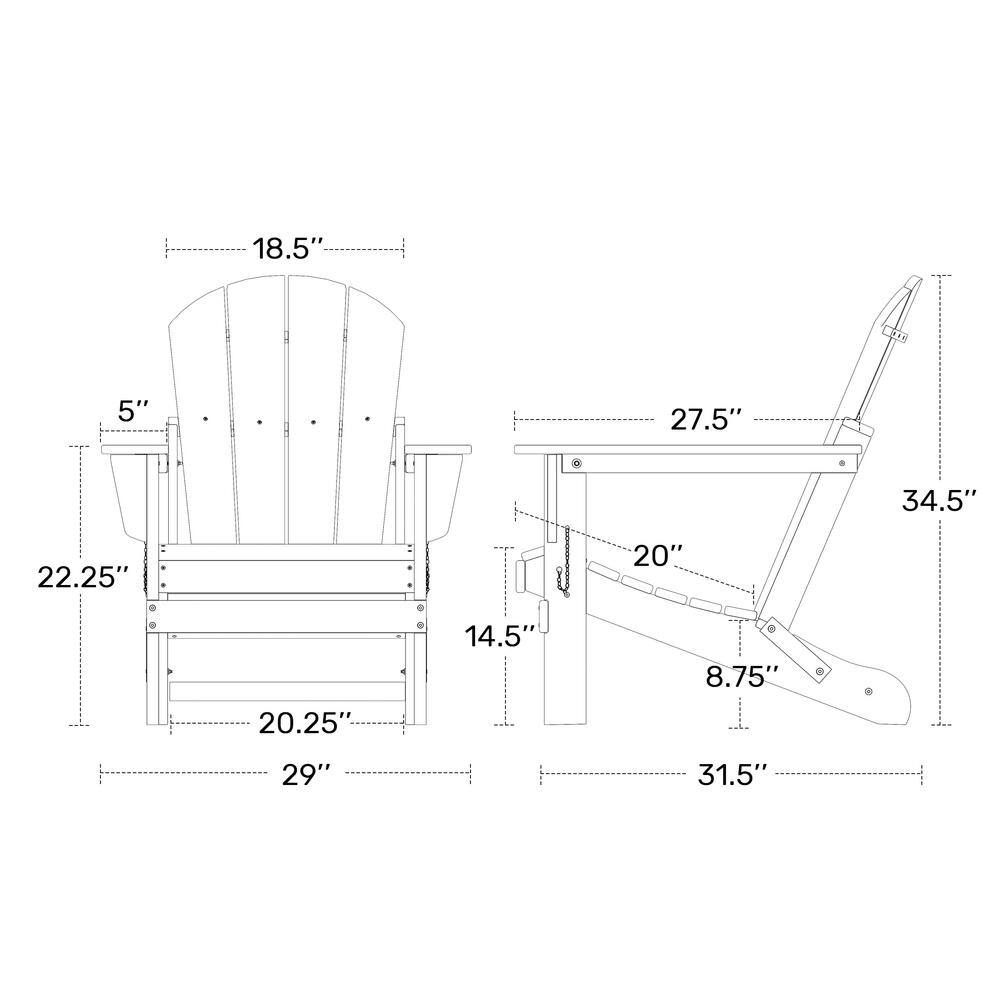 Laguna Pacific Blue Weather-Resistant Poly Adirondack Chairs Set