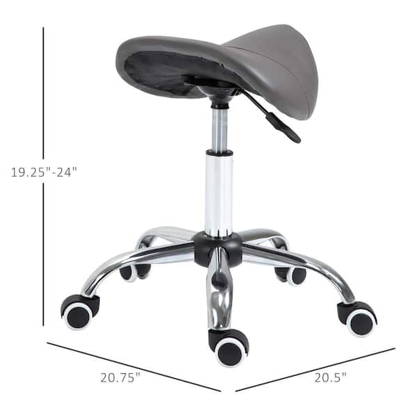 Black Round Rolling Stool Chair PU Leather Height Adjustable Swivel Drafting Work SPA Shop Medical Salon Stools with Wheels Office Chair Small 