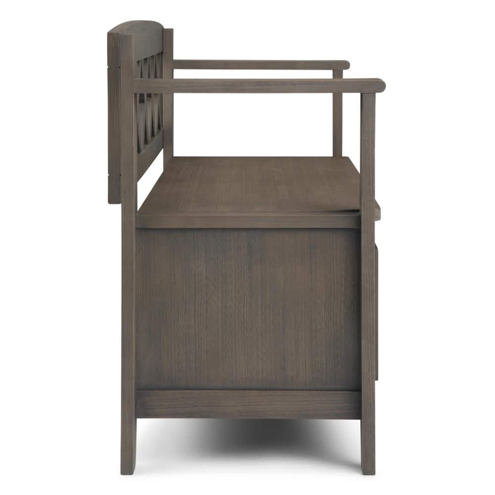 Farmhouse Gray Pinewood 48" Entryway Storage Bench with Latticework