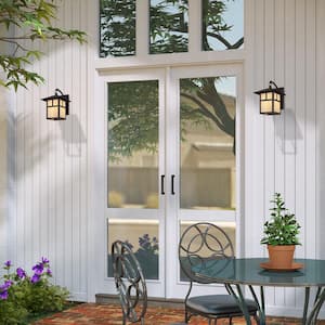 Mapleridge 13.75 in. 1-Light Bronze Outdoor Hardwired Wall Lantern Sconce with No Bulbs Included