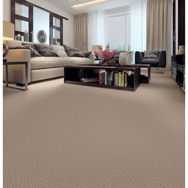 Fairhaven Color Safari Beige - 42 oz. SD Polyester Pattern Installed Carpet