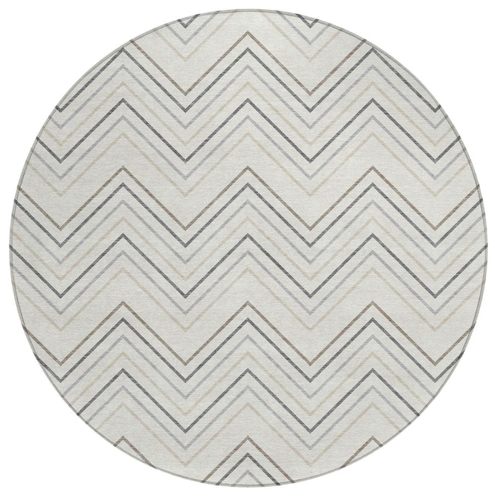 Chantille Machine Washable Indoor/Outdoor Abstract ACN2391 Ivory 8 ft. x 8 ft. Round Rug price history on PriceWatchPro