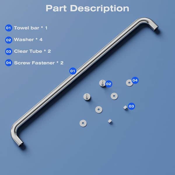 24 in. Shower Door Towel Bar Handle Replacement Polished Chrome