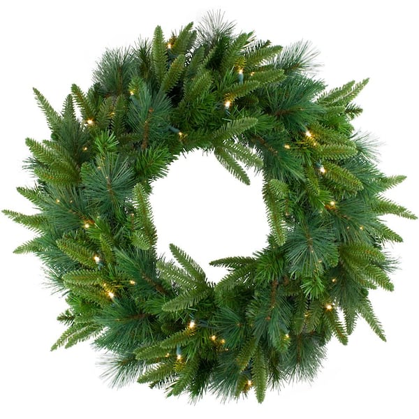 Northlight 30 in. Pre-Lit LED Artificial Christmas Mixed Colorado Pine Wreath with Clear Lights