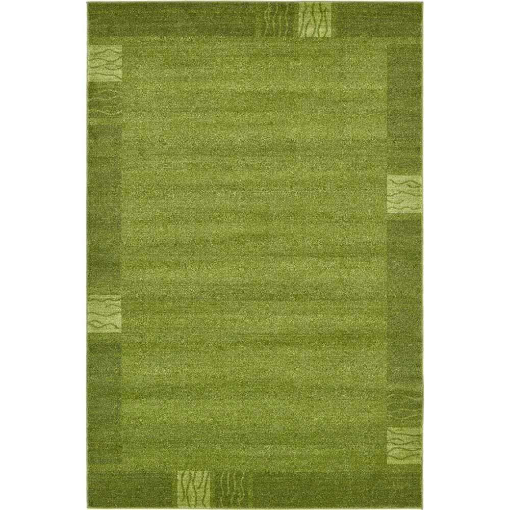 Green Geometric Tufted Washable 6' x 9' Area Rug