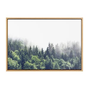 Lush Green Forest on a Foggy Day by The Creative Bunch Studio Framed Nature Canvas Wall Art Print 33 in. x 23 in.