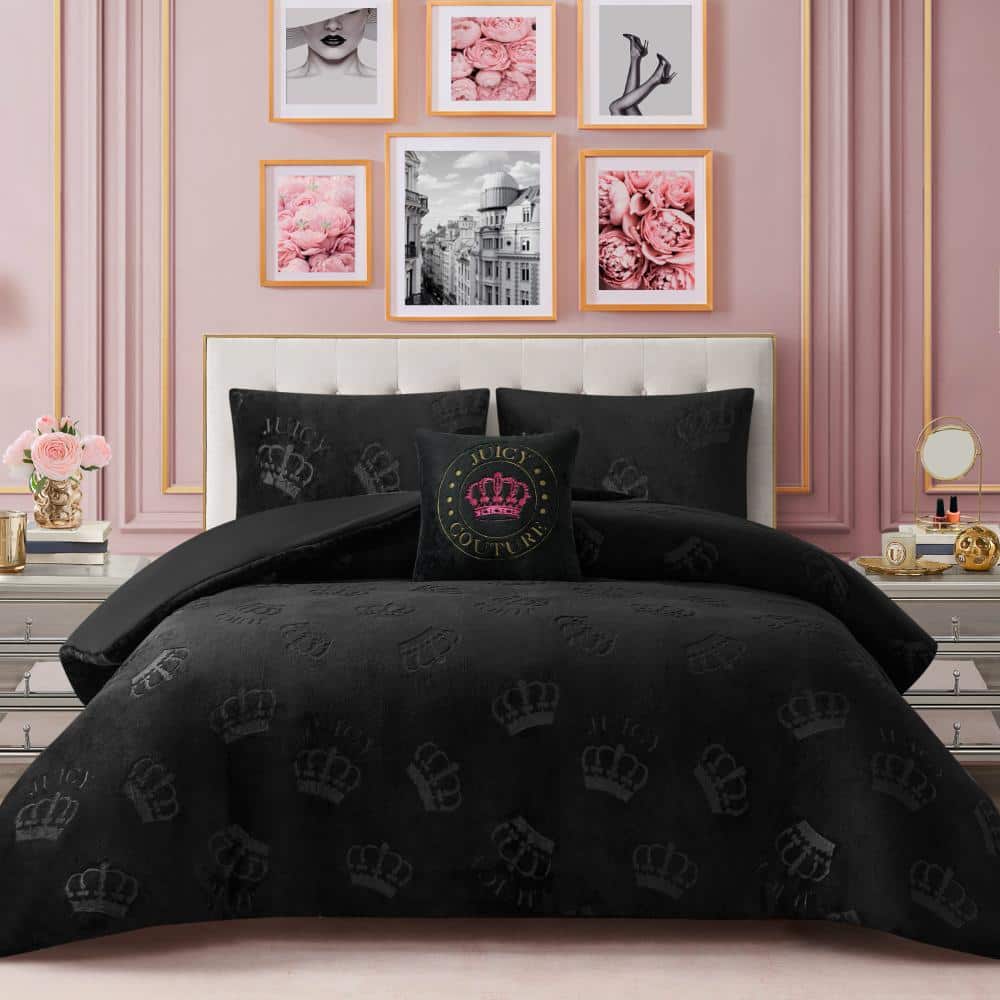 Embossed Plush Crown 3-Piece Black Microfiber Twin/Twin XL Comforter Set price history on PriceWatchPro