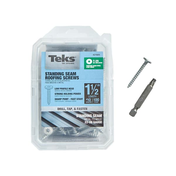 #10 x 1-1/2 in. Star Drive Pancake Flat Head Sharp Point Standing Seam Roofing Screw (100-Pack)