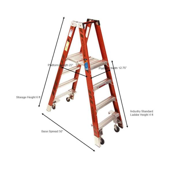 Fiberglass Platform Ladder - 4' Overall Height