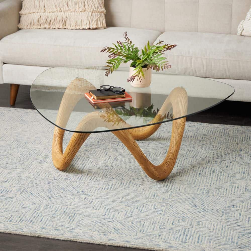 Litton Lane 42 in. Beige Medium Triangle Cement Wood Grain