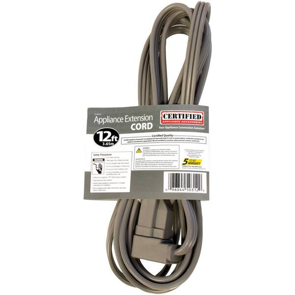 Details about   14/3 3' 125V Appliance Extension Cord A-1412-003-GY 