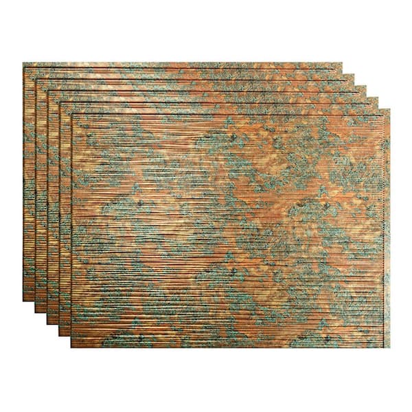 Fasade 18.25 in. x 24.25 in. Ripple Vinyl Backsplash Panel in Copper Fantasy (5-Pack)