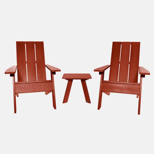 Highwood Italica Modern Rustic Red 4-Piece Plastic Patio Conversation Set