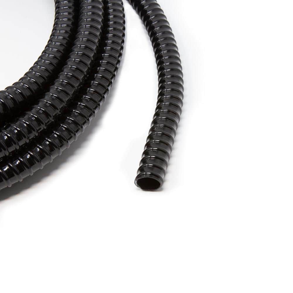 Black Corrugated PVC Pond Tubing, 20' Long x 3/4" Diameter