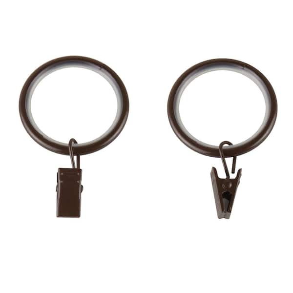 EMOH Cocoa Steel Curtain Rings with Clips (Set of 10)