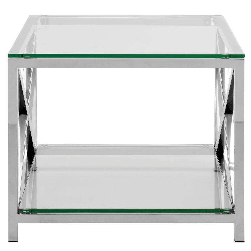 Hayward 24" Chrome and Glass Square End Table