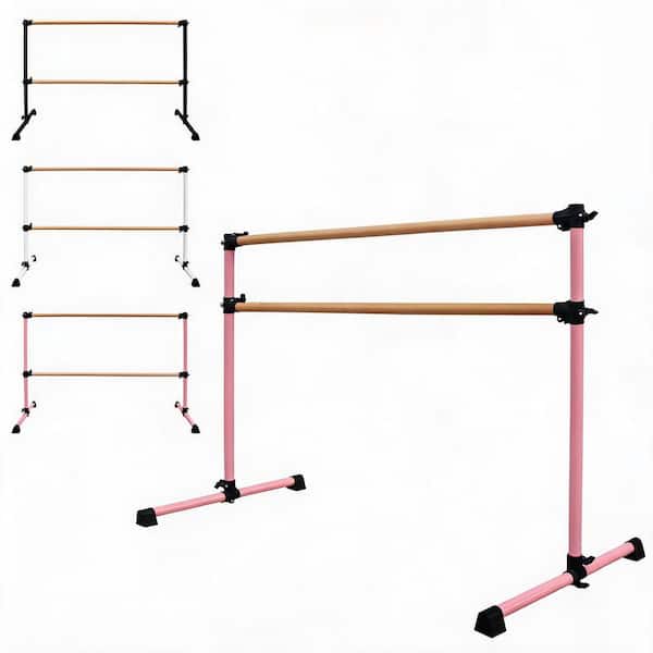 Ballet Barre 72 in. Portable Ballet Barre Pink Steel with Adjustable Height 6.7-46 in. Non-Slip Base Unassembled