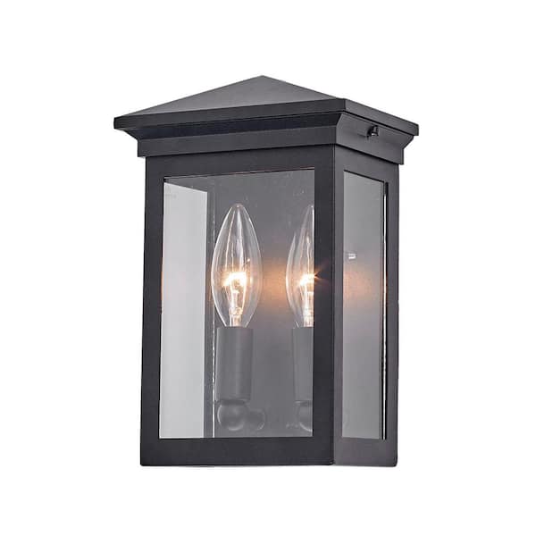 ARTCRAFT Gable Collection 2-Light Black Outdoor Wall Mount Lantern Sconce