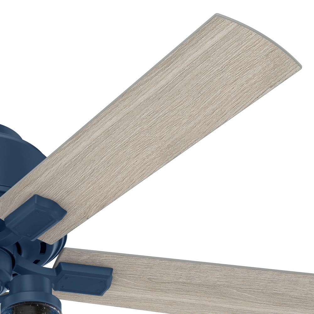 Hartland 52" Indigo Blue Low Profile Ceiling Fan with Chandelier Lighting