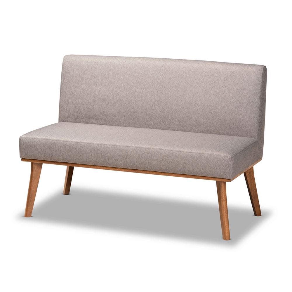 Odessa Mid-Century Modern Walnut Brown and Gray 3-Piece Dining Nook Set