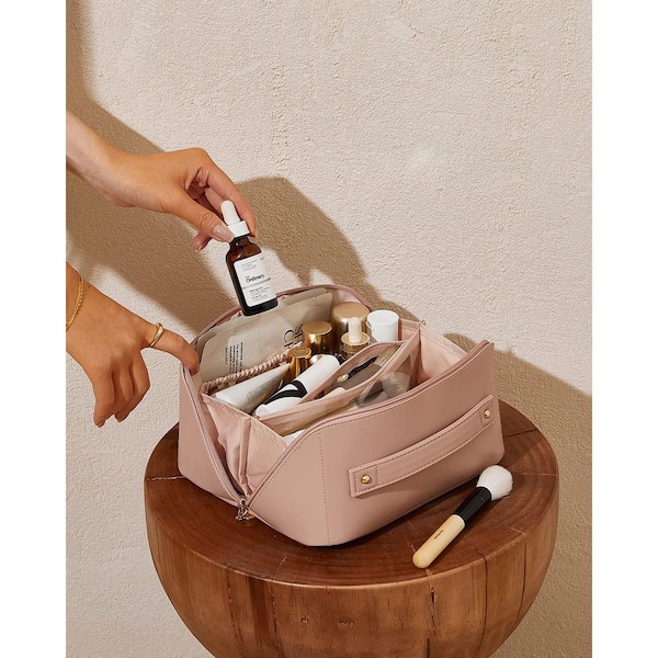 cheap travel makeup bag Leather Toiletry for ensuring that you have optimal lighting for precise makeup application wherever you are OCHEAL Travel Makeup Bag, Cosmetic