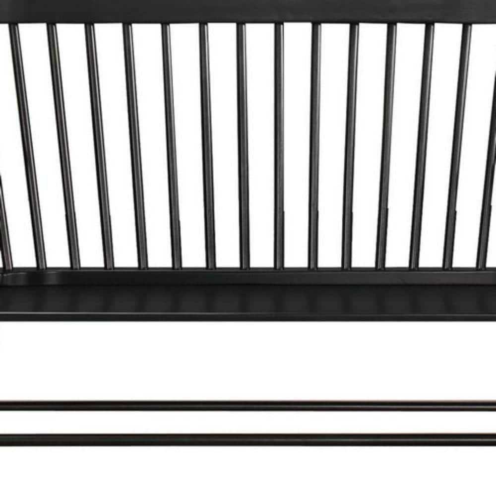Transitional Black Wooden Spindle Back Bench with Splayed Legs