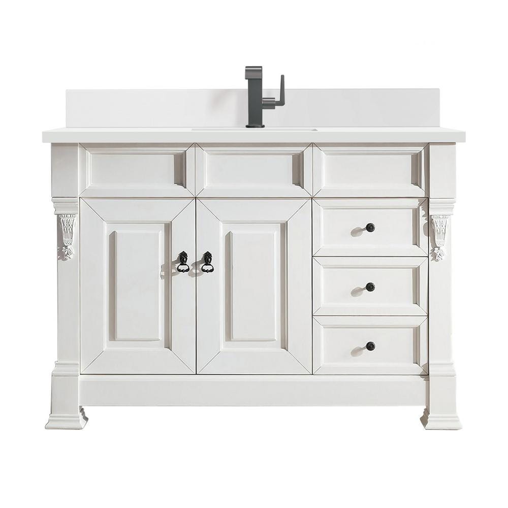 Bright White MDF Traditional Freestanding Single Vanity