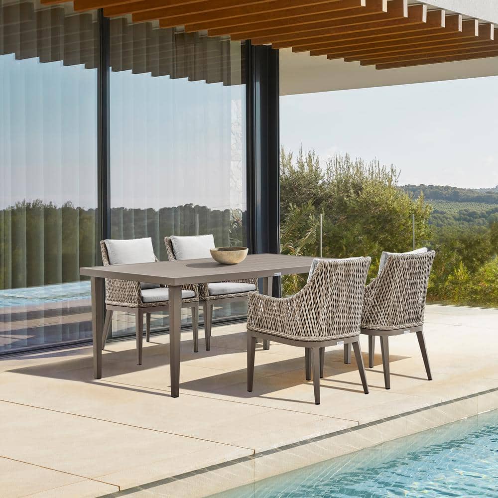 Silvana Gray 5-Piece Aluminum Outdoor Dining Set with Grey Cushions