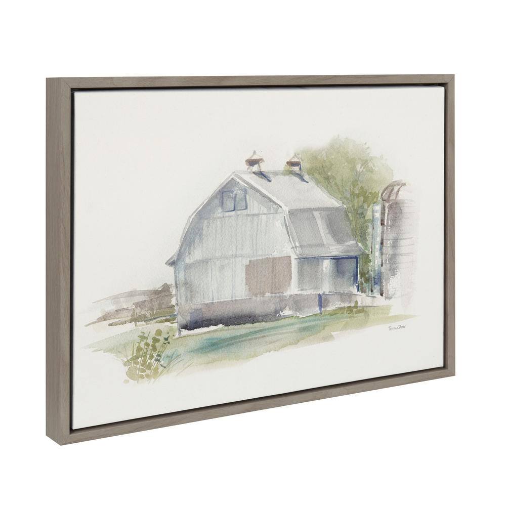 Sylvie Barn 1 Framed Canvas Print in Gray Linen