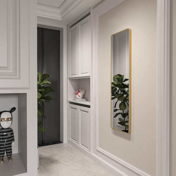 Gold 14 in. W x 47 in. H Rectangle Glass Full-Length Framed Mirror