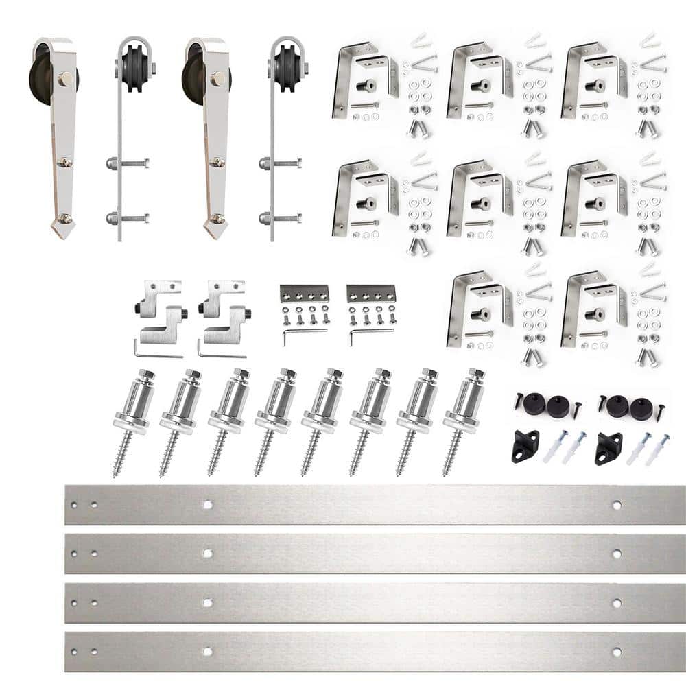 10 ft./120 in. Brushed Nickel Double Track Bypass U-Shape Sliding Barn Door Hardware Kit - Arrow Design Roller price history on PriceWatchPro