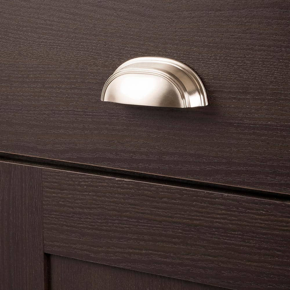 Satin Nickel Brushed Cup Pulls with Mounting Hardware, 10-Pack