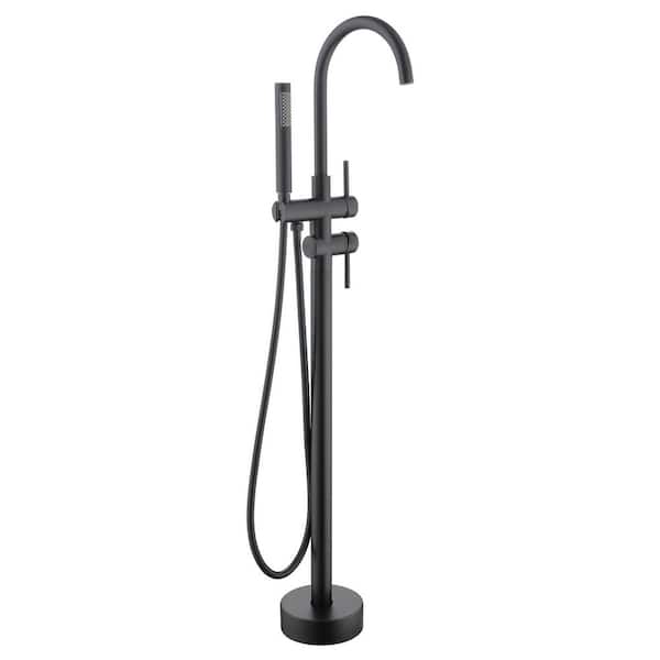 Unbranded 2-Handle Claw Foot Tub Faucet with Hand Shower in Matte Black