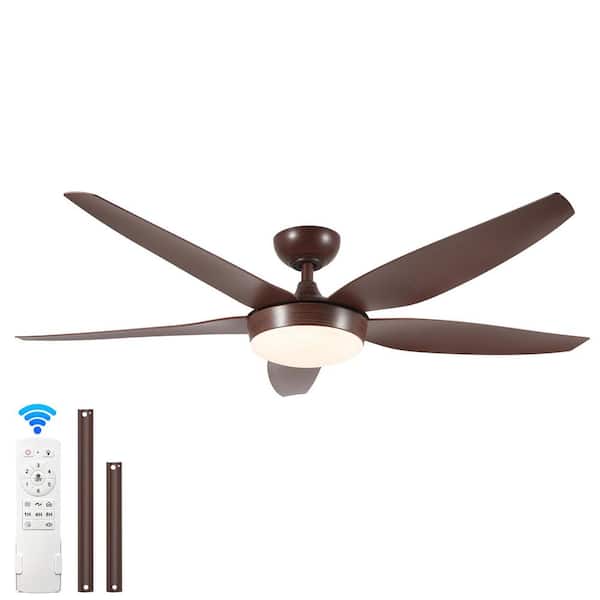 56 in. Reddish Brown Indoor Ceiling Fan with Light Remote Control Quiet DC Motor 5-ABS Blade 6-Speed Levels