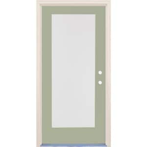 36 in. x 80 in. Left-Hand/Inswing 1 Lite Satin Etch Glass Cypress Painted Fiberglass Prehung Front Door w/4-9/16" Frame