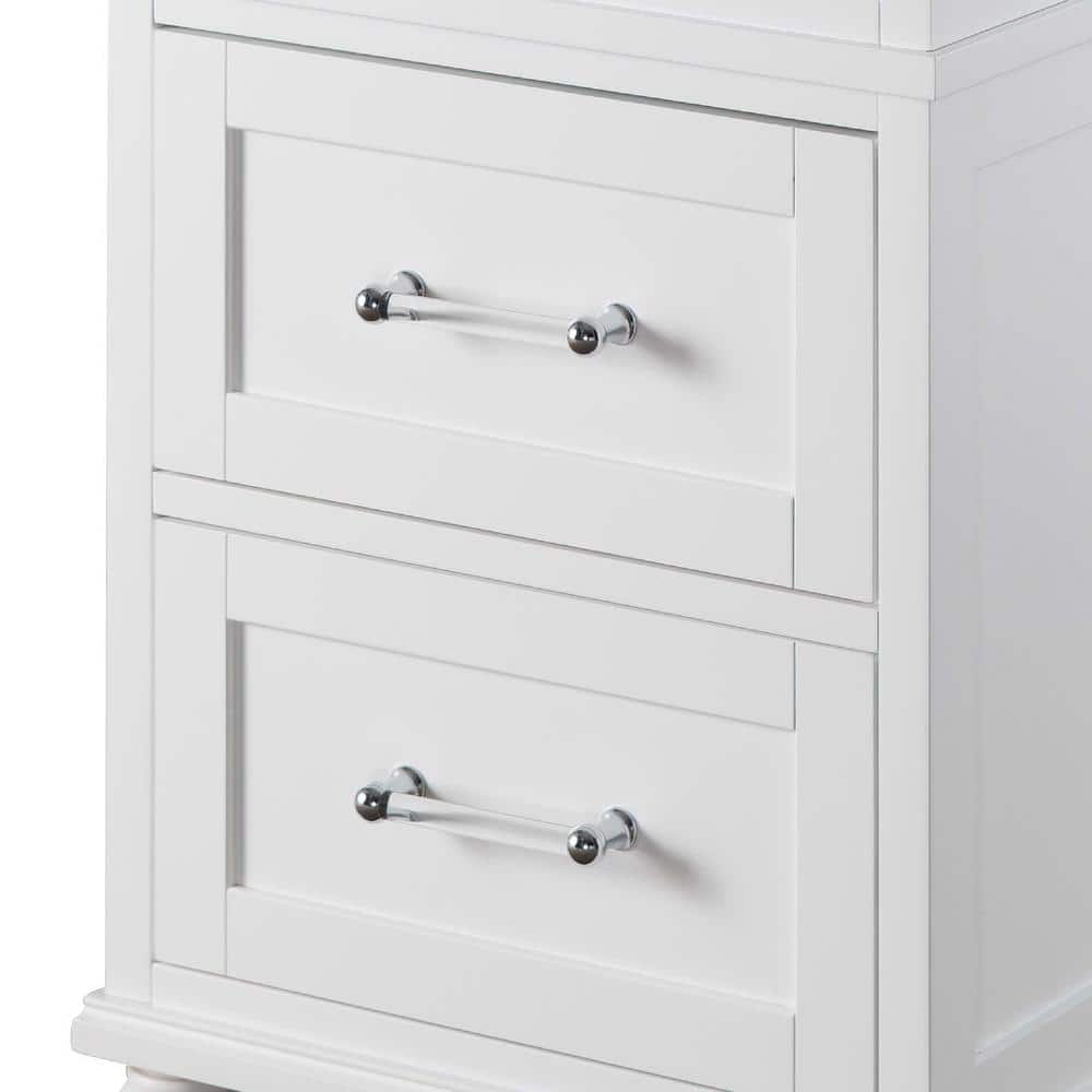 Blue Ridge 60" White Wooden Linen Tower with Adjustable Glass Shelves
