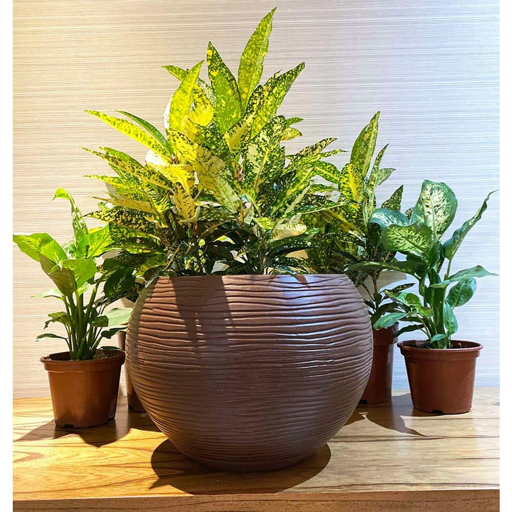 Florence Brown Stone Effect Resin Planter Bowl