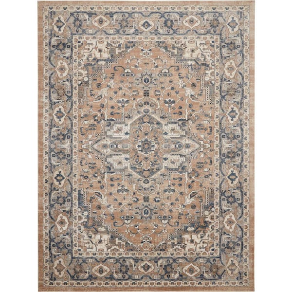 Concerto Beige/Grey 10 ft. x 14 ft. Center medallion Traditional Area Rug