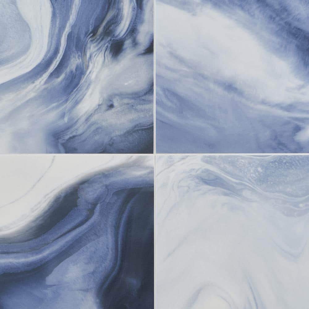 Augusta Blue Polished Porcelain Large Format Rectangular Tile