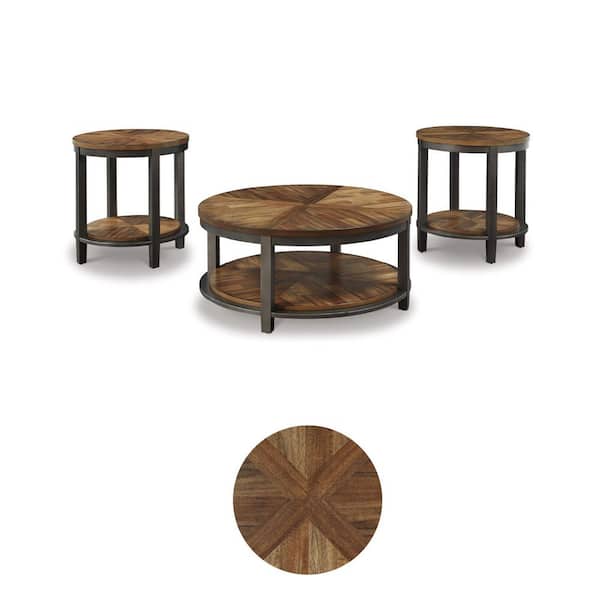 Signature DESIGN BY ASHLEY Roybeck 38 in. Brown Round MDF Coffee