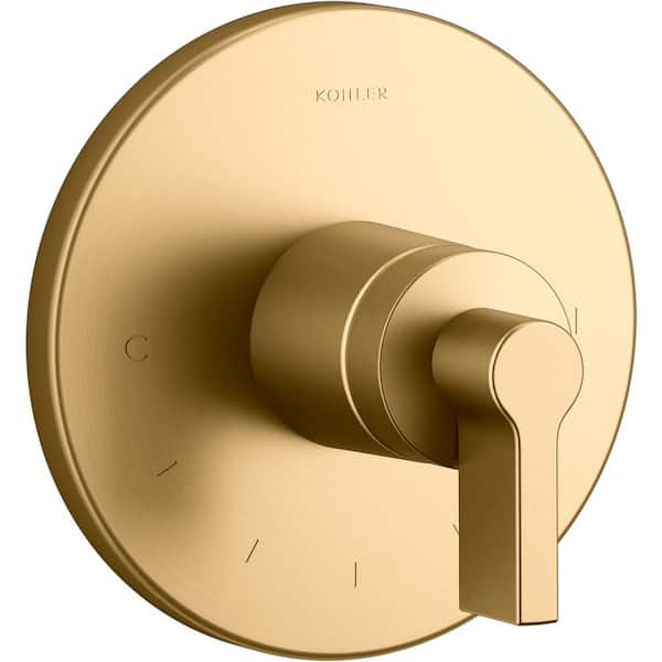 KOHLER Components 1-Handle Thermostatic Valve Trim Kit in Vibrant Brushed Moderne Brass (Valve Not Included)