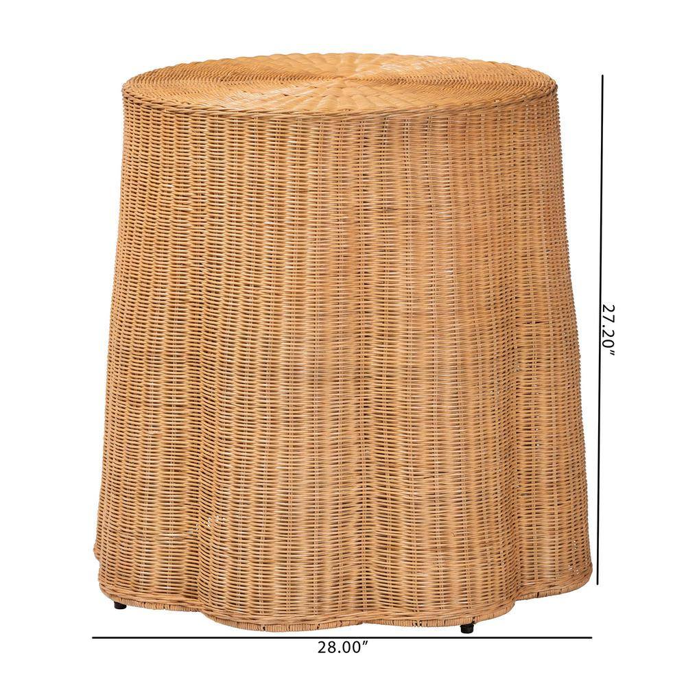 Palm 28 in. Honey Round Wicker Rattan End Table - thumbnail 5