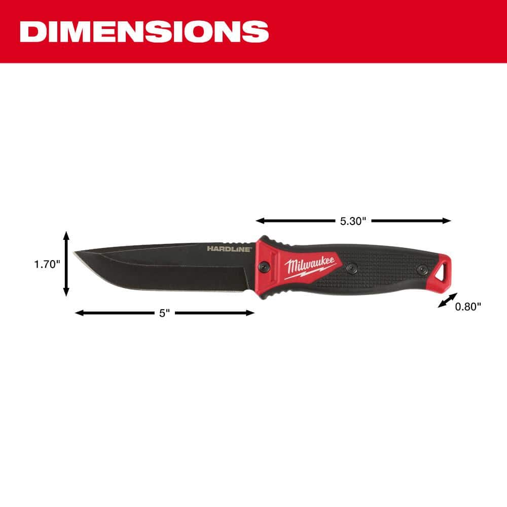 Milwaukee 48221928 5 In. Hardline AUS8 Steel Fixed Blade Knife