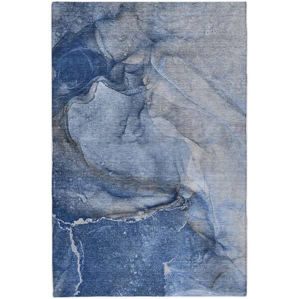 Dream Shag Premium Machine Washable Abstract ADS524 Navy 9 ft. x 12 ft. Area Rug