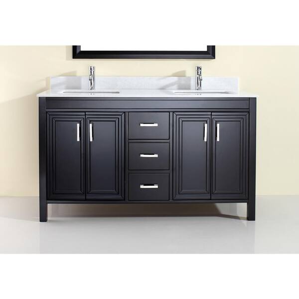 Studio Bathe Dawlish 60 in. W x 22 in. D Vanity in Espresso with Solid Surface Vanity Top in White with White Basin