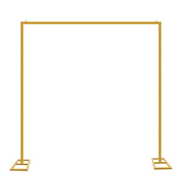 Wedding Arch Backdrop Stand 8 ft. Adjustable Gold Metal Frame Heavy Duty for Party Birthday Photobooth Decorations