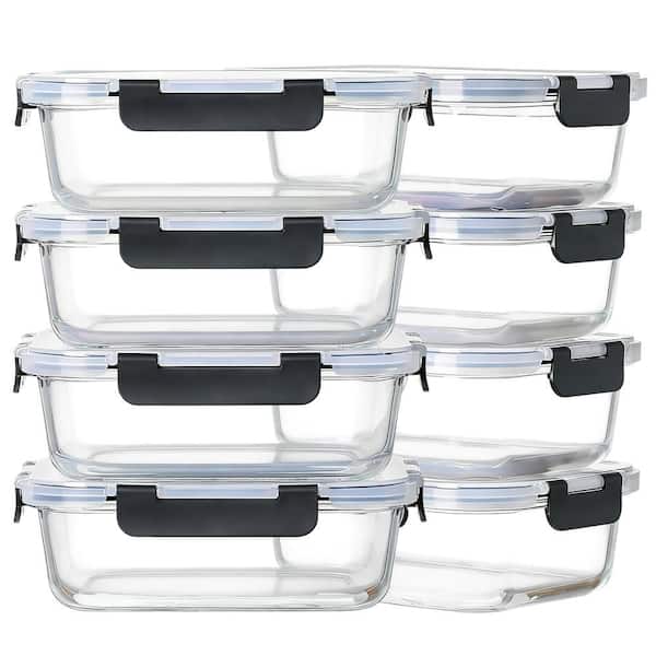 36 oz. Glass Food Storage Containers for Meal Prep, Bento Lunch Boxes and Kitchen Storage, Clear (8-Pack)