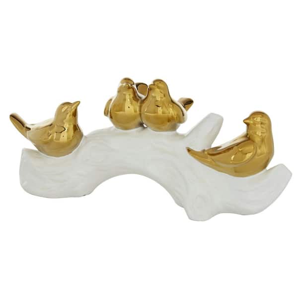 5 in. x 6 in. Gold Porcelain Bird Sculpture