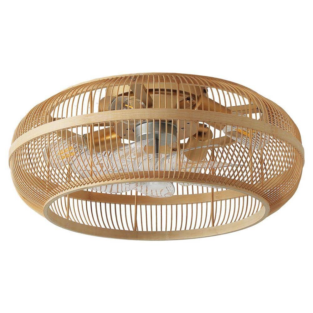 19.69 in. 4-Lights Indoor Brown Rattan Caged Ceiling Fan with Remote Included No Bulbs price history on PriceWatchPro